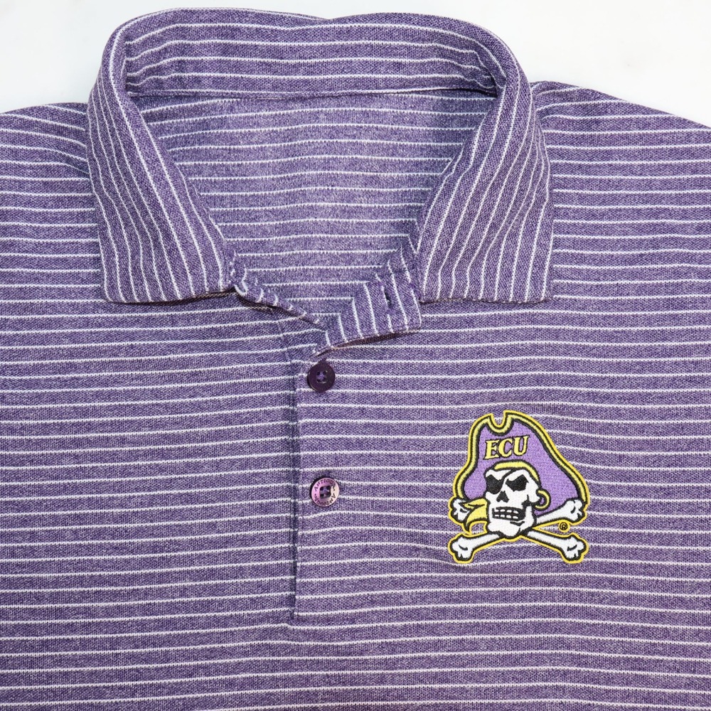 Antigua East Carolina University ECU Pirates Purple Striped Polo Shirt